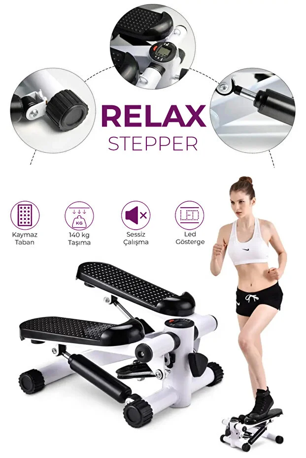 Relax Çift Amortisörlü Çift Direnç İpli Stepper, Dijital Göstergeli